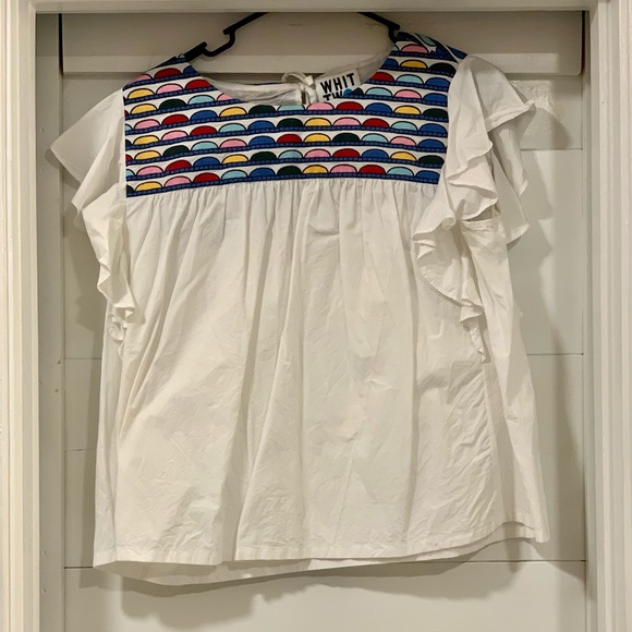 Anthropologie Whit Two embroidered top LP - Picture 2 of 4
